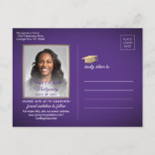 Gefeliciteerd Afstudeerder Paarse en Goud Save the Aankondigingskaart (Achterkant)