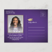 Gefeliciteerd Afstudeerder Paarse en Goud Save the Aankondigingskaart (Achterkant)