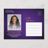 Gefeliciteerd Afstudeerder Paarse en Goud Save the Aankondigingskaart (Achterkant)