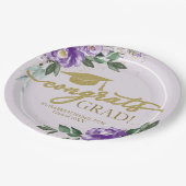 Gefeliciteerd Afstudeerder Paarse Lavendel Floral  Papieren Bordje (Gekanteld)