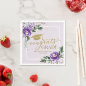 Gefeliciteerd Afstudeerder Paarse Lavendel Floral  Servet (Insitu)