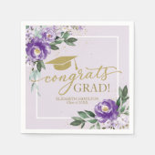 Gefeliciteerd Afstudeerder Paarse Lavendel Floral  Servet (Voorkant)