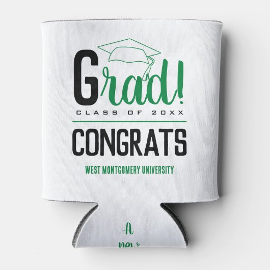 Gefeliciteerd Afstudeerder Pet Groen en Zwart Blikjeskoeler (Voorkant)