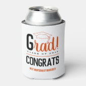 Gefeliciteerd Afstudeerder Pet Sinaasappel en zwar Blikjeskoeler (Blikje Voorkant)