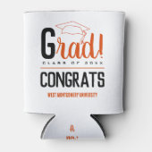 Gefeliciteerd Afstudeerder Pet Sinaasappel en zwar Blikjeskoeler (Voorkant)