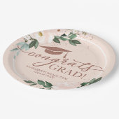 Gefeliciteerd Afstudeerder Pink Blush Bloemen Grad Papieren Bordje (Gekanteld)