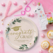 Gefeliciteerd Afstudeerder Pink Blush Bloemen Grad Papieren Bordje (Feest)