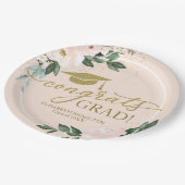 Gefeliciteerd Afstudeerder Pink Blush Bloemen Grad Papieren Bordje (Gekanteld)