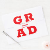 Gefeliciteerd Afstudeerder Red en White Vierkante Sticker (Envelop)