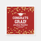Gefeliciteerd Afstudeerder Rood Goud Confetti Afst Servet (Voorkant)