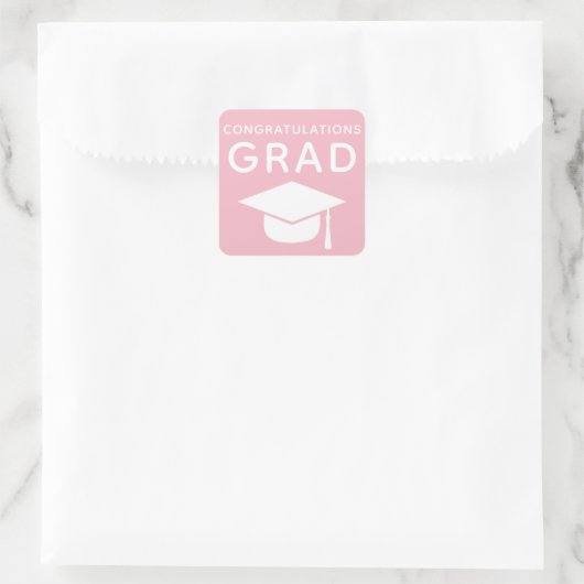 Gefeliciteerd Afstudeerder Roze Afstuderen Sticker (Tas)