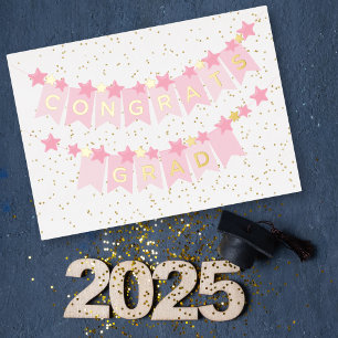 Gefeliciteerd Afstudeerder Roze Folie Kaart