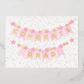 Gefeliciteerd Afstudeerder Roze Folie Kaart (Voorkant)