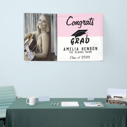 Gefeliciteerd Afstudeerder Roze fotograaf Partij Spandoek (Beurs)