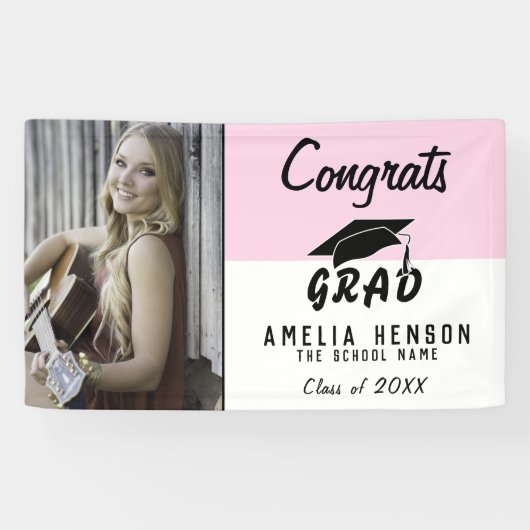 Gefeliciteerd Afstudeerder Roze fotograaf Partij Spandoek (Horizontaal)