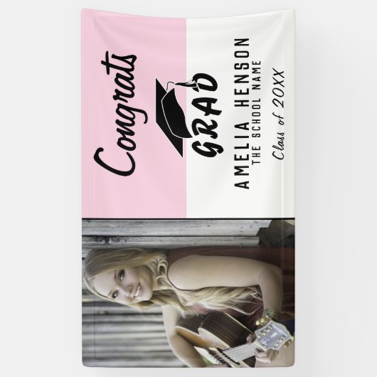 Gefeliciteerd Afstudeerder Roze fotograaf Partij Spandoek (Verticaal)