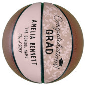 Gefeliciteerd Afstudeerder Roze Ornament Afstudere Basketbal (Verticaal)
