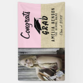 Gefeliciteerd Afstudeerder Roze Roze Rustic Fotogr Spandoek (Verticaal)