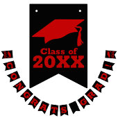 Gefeliciteerd Afstudeerder Scarlet Red met zwart Vlaggetjes