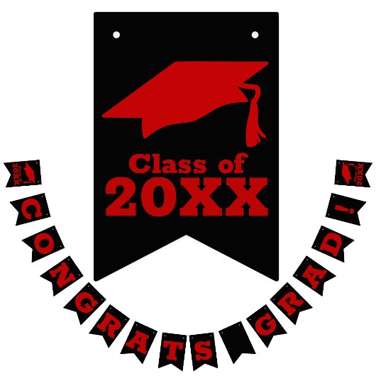 Gefeliciteerd Afstudeerder Scarlet Red met zwart Vlaggetjes