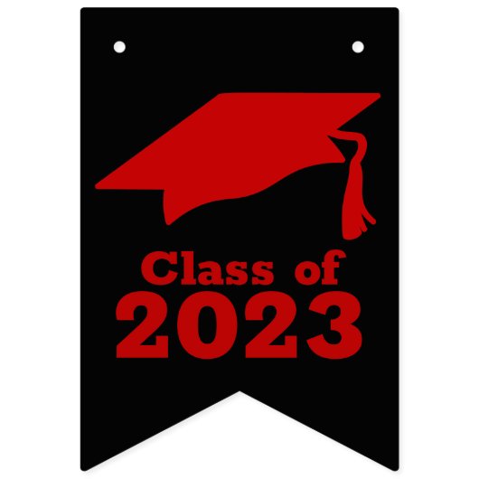 Gefeliciteerd Afstudeerder Scarlet Red met zwart Vlaggetjes (Eerste vlag)