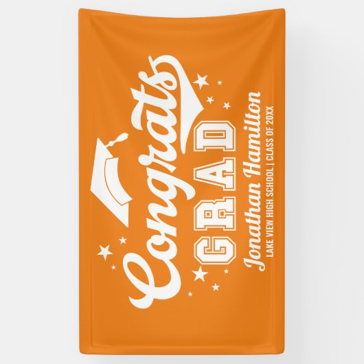 Gefeliciteerd Afstudeerder Sinaasappel Afstudeerfe Spandoek (Verticaal)