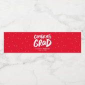 Gefeliciteerd afstudeerder vet rood gepersonalisee waterfles etiket (Enkel label)