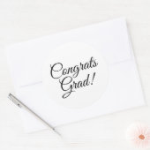 Gefeliciteerd afstudeerder wit elegant script afst ronde sticker (Envelop)