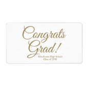 Gefeliciteerd afstudeerder wit goud aangepaste sch etiket (Voorkant)