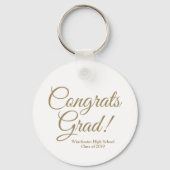 Gefeliciteerd afstudeerder wit goud aangepaste sch sleutelhanger (Voorkant)