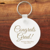 Gefeliciteerd afstudeerder wit goud aangepaste sch sleutelhanger (Voorkant)