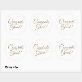 Gefeliciteerd afstudeerder wit goud elegant script ronde sticker (Vel)