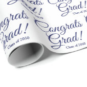 Gefeliciteerd afstudeerder wit navy blauw script k cadeaupapier (Rol Hoek)