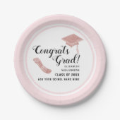 Gefeliciteerd Afstudeerder Wit Roze Klasse 2025 Af Papieren Bordje (Voorkant)