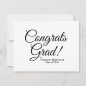 Gefeliciteerd afstudeerder wit zwart aangepaste sc notitiekaartje (Voorkant)