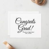 Gefeliciteerd afstudeerder wit zwart aangepaste sc notitiekaartje (Voorkant / Achterkant in situ)