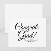 Gefeliciteerd afstudeerder wit zwart aangepaste sc notitiekaartje (Voorkant / Achterkant)