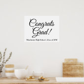 Gefeliciteerd Afstudeerder wit zwart aangepaste sc Poster (Keuken)