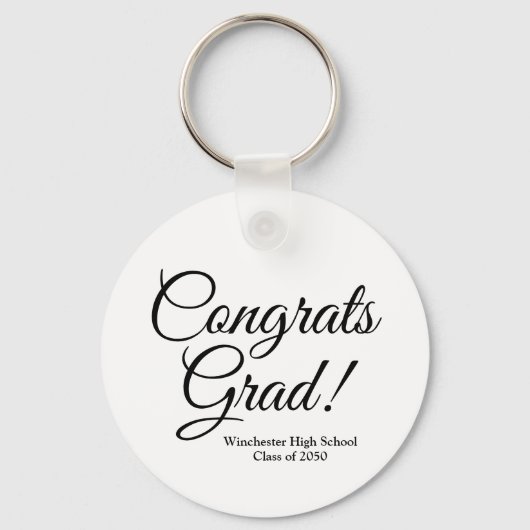Gefeliciteerd afstudeerder wit zwart aangepaste sc sleutelhanger (Voorkant)