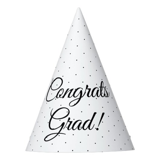 Gefeliciteerd Afstudeerder wit zwart script polka  Feesthoedjes (Voorkant)