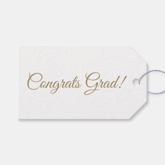 Gefeliciteerd afstudeerder witgouden script eenvou cadeaulabel (Voorkant (Horizontaal))