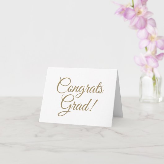 Gefeliciteerd afstudeerder witgouden script elegan kaart (Orchidee)