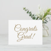 Gefeliciteerd afstudeerder witgouden script kallig kaart (Staand voorkant)