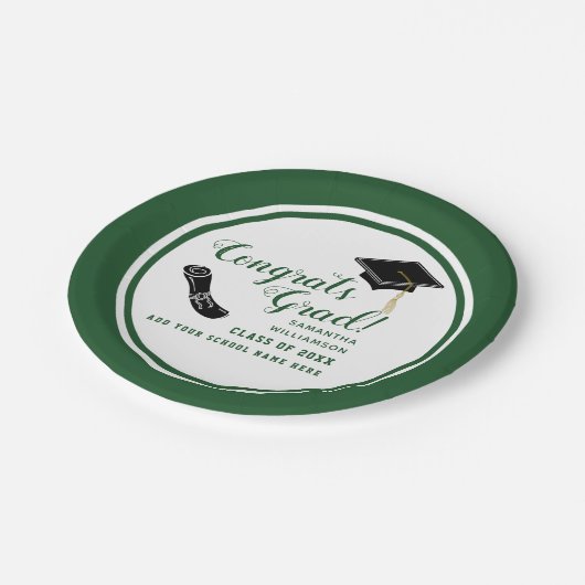 Gefeliciteerd Afstudeerder Witte en Groene Klasse Papieren Bordje (Gekanteld)