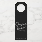 Gefeliciteerd Afstudeerder zwart elegant script kl Flessenhanger (Voorkant)
