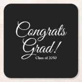 Gefeliciteerd afstudeerder zwart elegant script kl kartonnen onderzetters (Voorkant)
