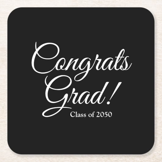 Gefeliciteerd afstudeerder zwart elegant script kl kartonnen onderzetters (Voorkant)