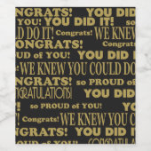 Gefeliciteerd Afstudeerder Zwart en Goud Wijn Etiket (Enkel label)