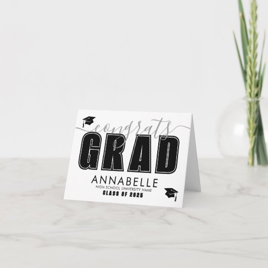 Gefeliciteerd Afstudeerder Zwart Wit Afstuderen Kaart (Voorkant)