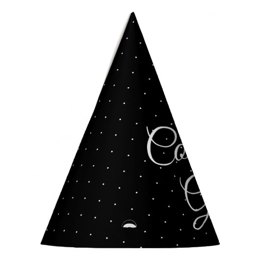 Gefeliciteerd Afstudeerder zwart wit script polka  Feesthoedjes (Links)